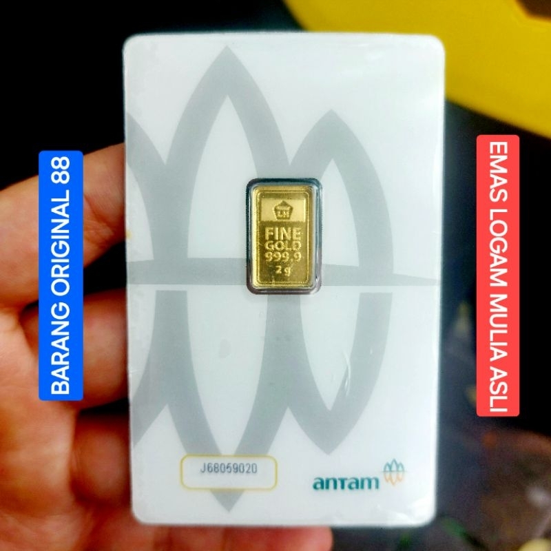 EMAS ANTAM 2 GRAM ASLI CERTIEYE 24 KARAT LOGAM MULIA DUA GRM 99.99% ORIGINAL CERTICARD LM BATANGAN P