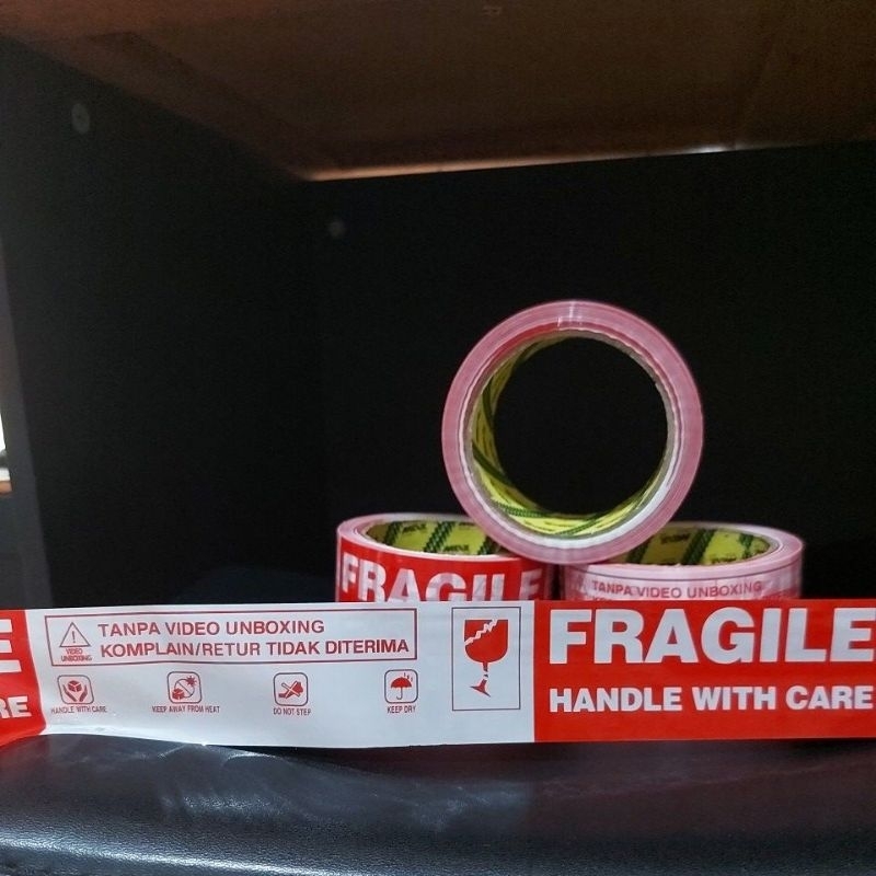 

Plakban Lakban Fragile Unboxing Plester Merah Putih MAX 45mm 60m (65 yard) (045 micron - core green)