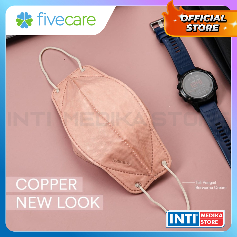 FIVECARE - Masker 4D Surgical 4 Ply COPPER | Masker Medis Earloop 4Ply