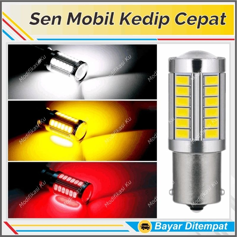 LAMPU RETING SEN MOBIL KEDIP CEPAT BAU15S BA15S SEIN LED 33 TITIK BULAT KAKI 1 BRIO MOBILIO OLD AVAN