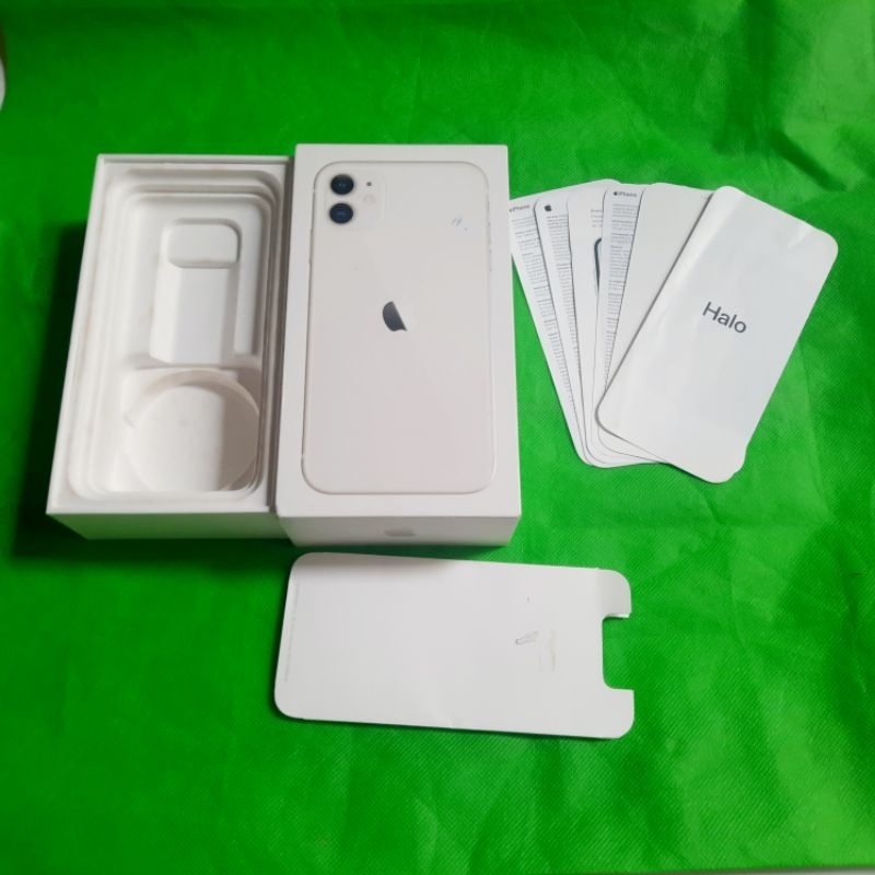 dus box iphone 11 white original 100% copotan internasional lengkap manual book