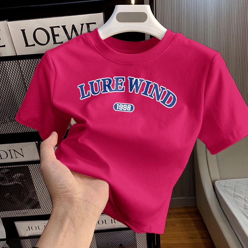 Misco T-shirt Crop Top Lengan Pendek Kaos Wanita Crop Top Korea LURE WIND 1998 Kaos Crop Wanita Keki