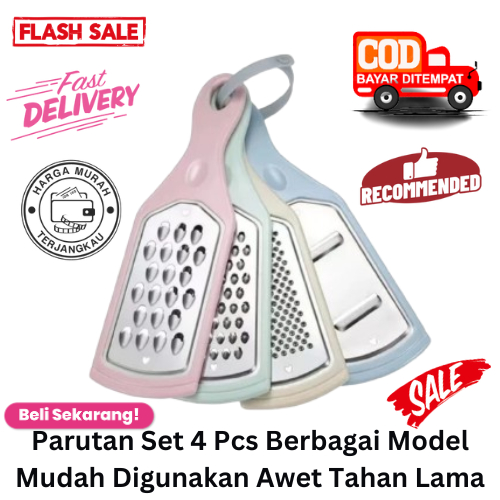 [BISA COD] PROMO Parutan Set 4 Pcs Berbagai Model Mudah Digunakan Awet Tahan Lama Parut Set Parut Sa