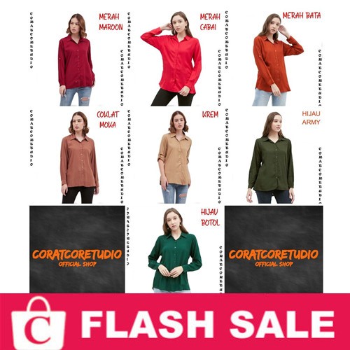 SNOWSHOP FORTKLASS RISRUS FASHION FORTGLASS CORAT CORET Blouse Hem Cewek Kemeja Wanita Jumbo BigSize