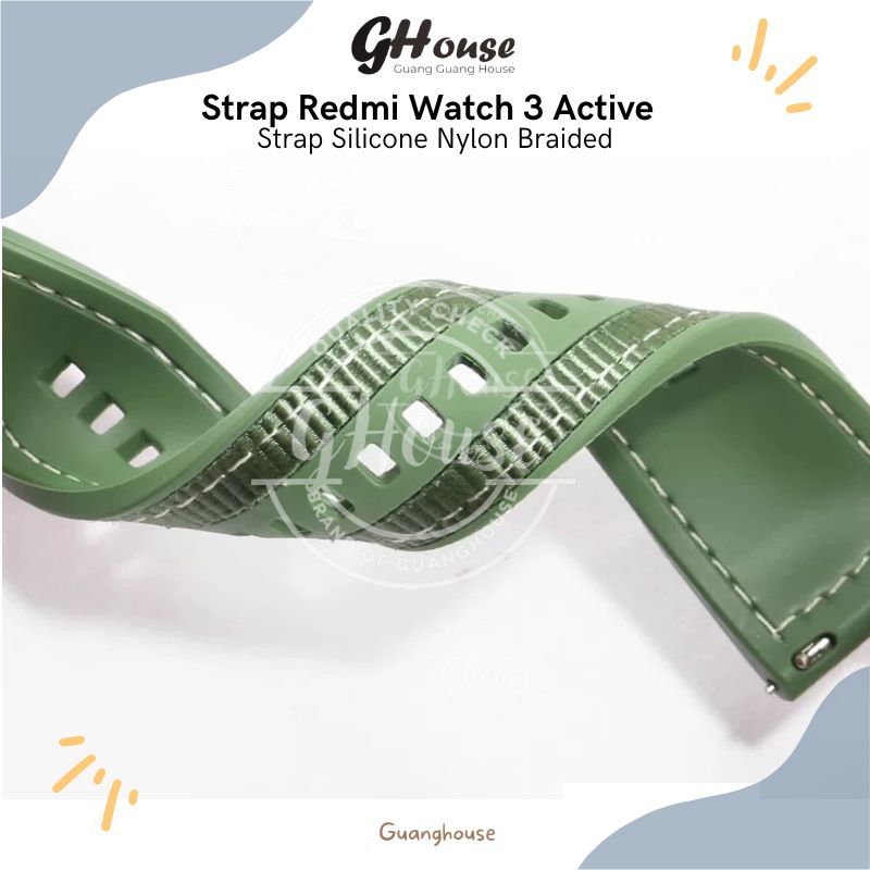 BUB Strap Redmi Watch 3 Active Silicone Nylon Braided Tali Xiaomi Redmi Watch 3 Active Strap Bahan