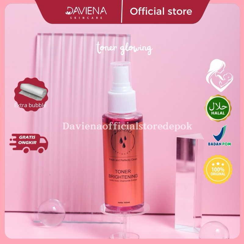 ECER TONER GLOWING SERIES DAVIENA SKINCARE ORIGINAL OFFICIAL STORE JAKARTA BOGOR DEPOK TENGGERANG BE
