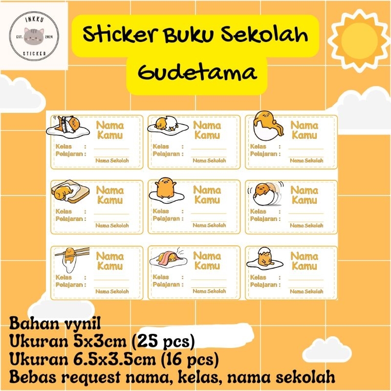 Stiker Gudetama/ stiker buku/ Stiker lucu / sticker murah/ sticker aesthetic/ stiker cute/ label buk