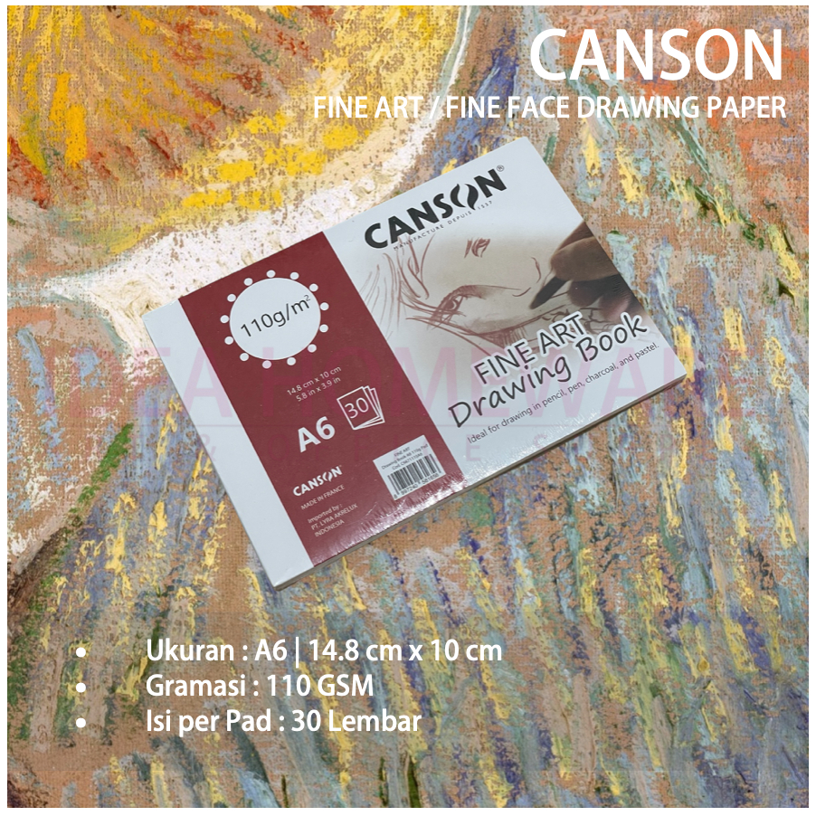 

Drawing Book Fine Art Canson Fine Face 110 gsm A6 30 Lembar Kertas Sketsa Kertas Gambar 6671110A6 - Pad