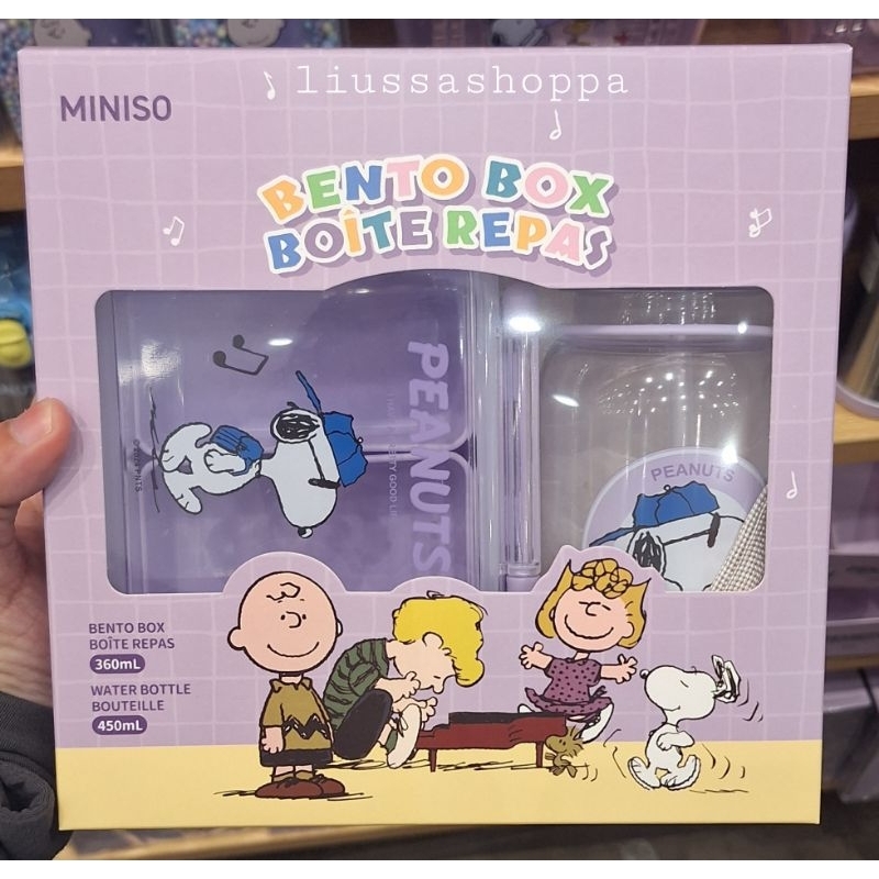 Bento Box & Botol Set Miniso - Snoopy Colorful Life Collection Bento Box & Bottle Set