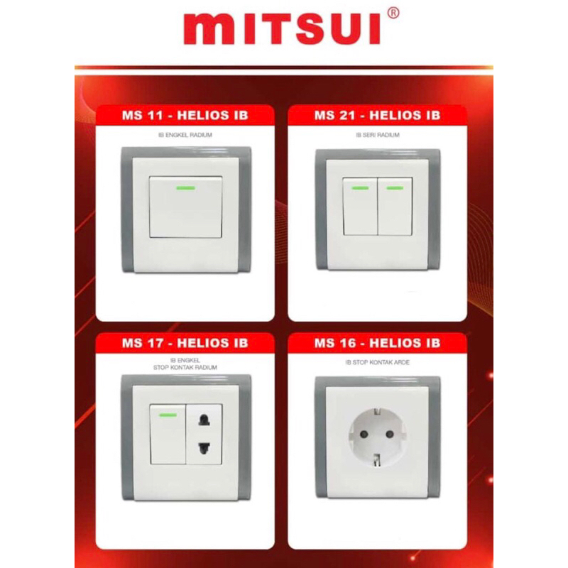 Saklar Engkel Saklar Seri Tanam Stop Kontak tanam INBOW IB Mitsui Helios