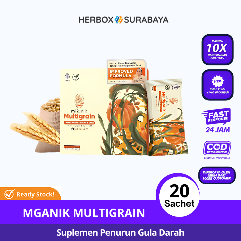 Mganik 1 Box 20 Sachet Multigrain Mencegah Gula Darah Tinggi Diabetes M GANIK Official Original