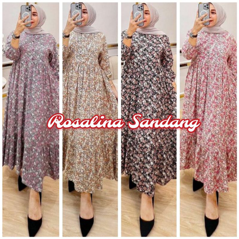 MIDI DRESS RAYON PREMIUM MIDI DRESS MOTIF BUNGA TRENDY KEKINIAN MURAH MIDI DRESS BUSUI DRESS ADEM MI