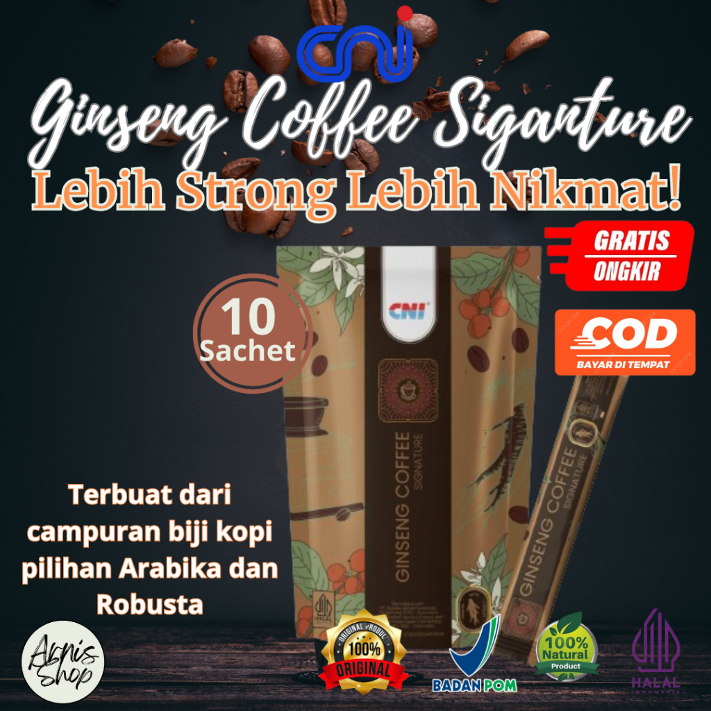 

CNI Ginseng Coffee Signature 10 Sachet Kopi Ginseng CNI dengan Aroma Rasa Khasiat Lebih Kuat