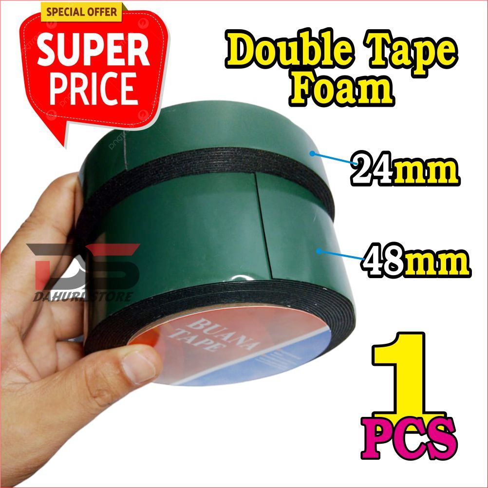 

HARGA MURAH Double Tape FOAM DOBEL Busa | Double Tape 2 sisi | 1inch & 2 inch x 5 meter 1 PCS