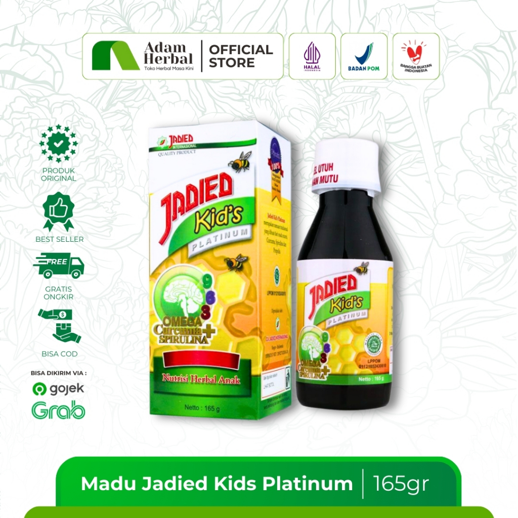 

Madu Jadied Kids Platinum 165gr | Multivitamin Herbal untuk Daya Tahan Tubuh, Fokus Optimal (BPOM)