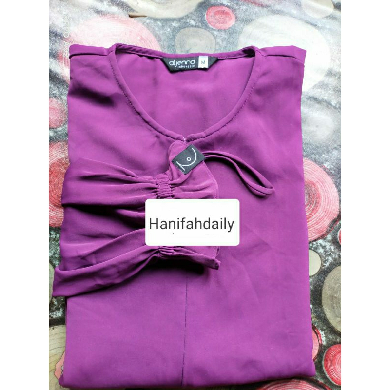 Preloved Kasya ilyana silk dark plum M aljenna | FK Long saleeha official dark forest | Khimar Savan