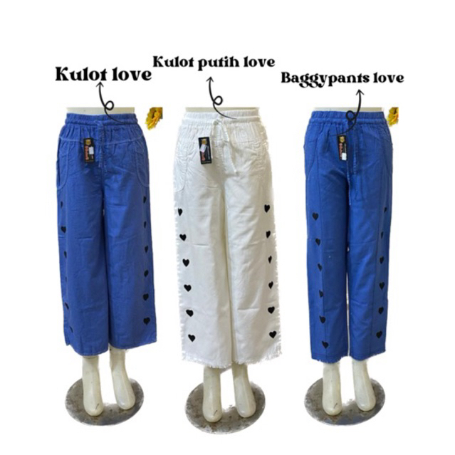 CELANA WANITA 100 RB DAPAT 3 PCS - CELANA JEANS 100 RIBU 3 PCS Kulot putih love,Kulot love, Baggypan
