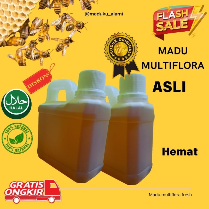 

DOUBLE HEMAT!! MADU MULTIFLORA Super PREMIUM 700gram Asli Tanpa Campuran 100% Alami