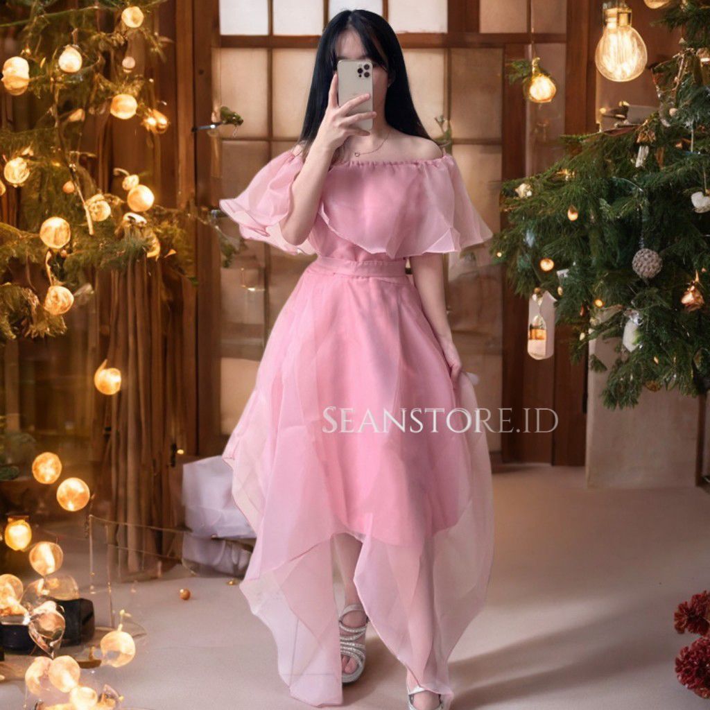 super deal` gaun wanita populer organza dress premium gaun bridemaids dress gereja natal dress