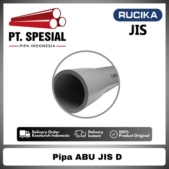 Pipa PVC Abu JIS Rucika Type VU 2.1/2 Inch / Pipa JIS D Rucika PerBatang 4Mtr  -12