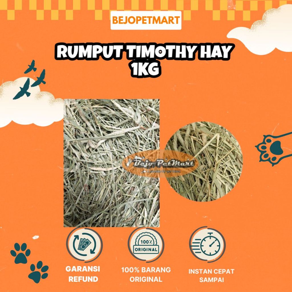 RUMPUT TIMOTHY HAY 1KG - RUMPUT HAY - HAY KELINCI - KEMASAN 1KG