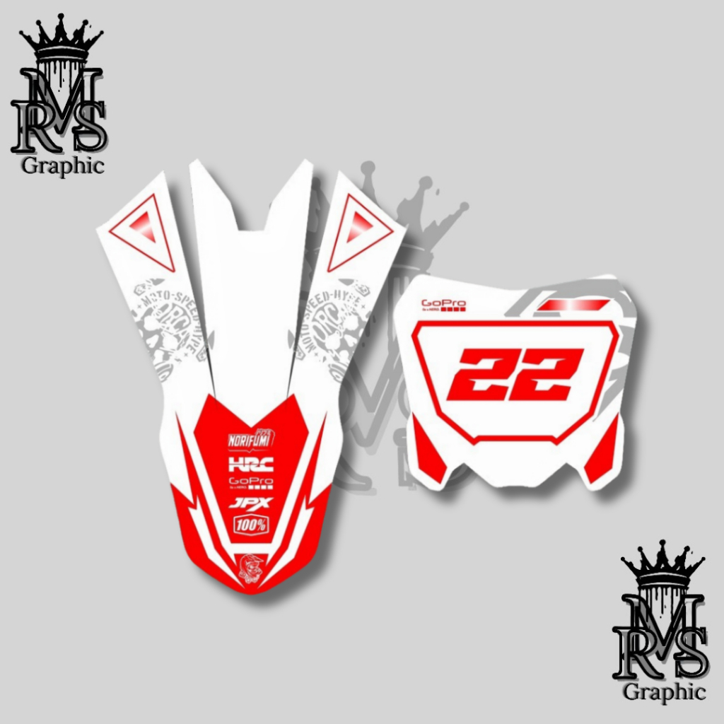 Decal Sticker Stiker Papan Nomer & Spakbor CRF 150L- Desain Variasi