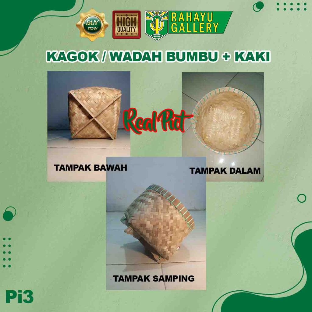 Wakul KAKI /Piti /KAGOK  Tompo/ Keranjang bambu dengan kaki BESEK Bambu,tempat masi kenduren kerajin