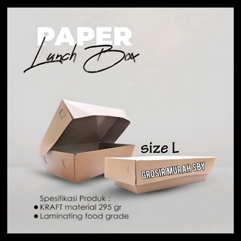 Paper Lunch Box / kotak makan kraft coklat laminasi / kotak makan kraft