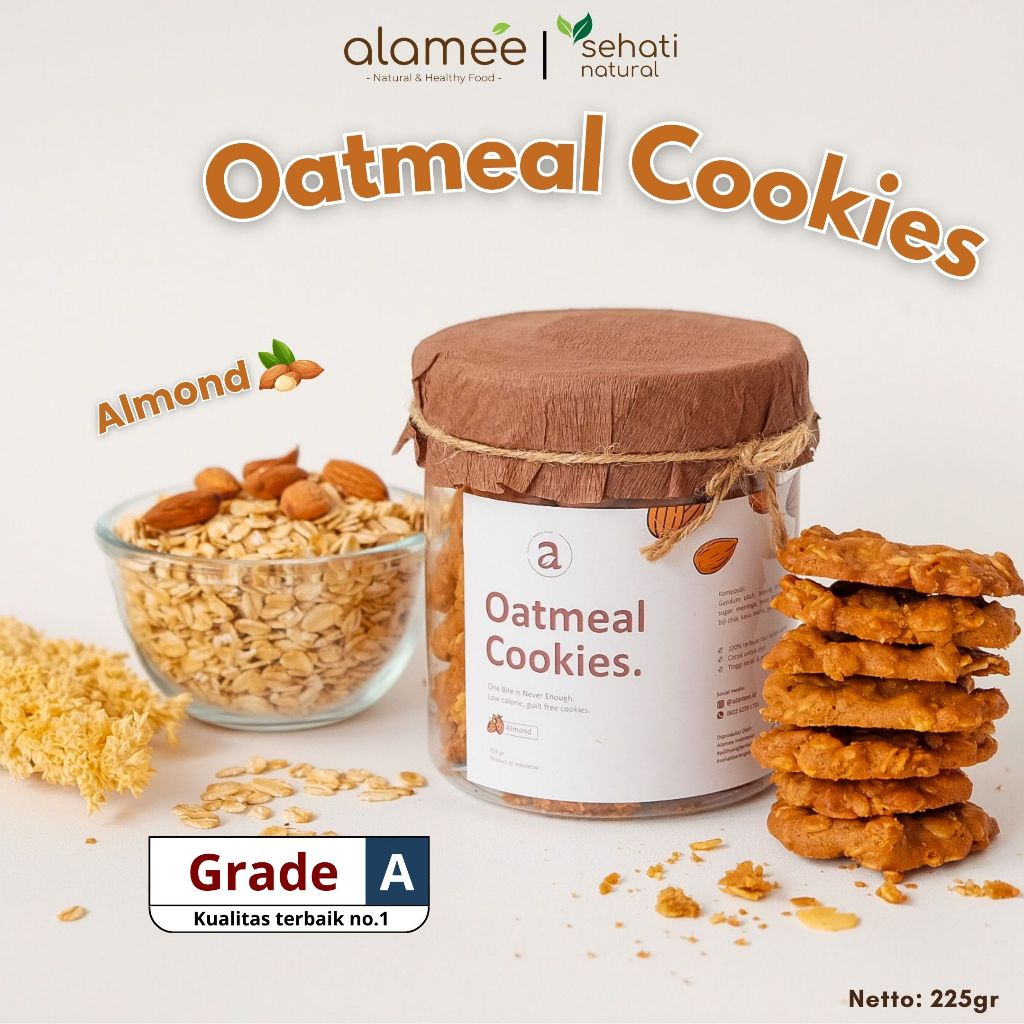 

Oatmeal Cookies Almond Oat Snack Cemilan Sehat Alami Cookie Kue Kering Makanan Anak Bayi Balita