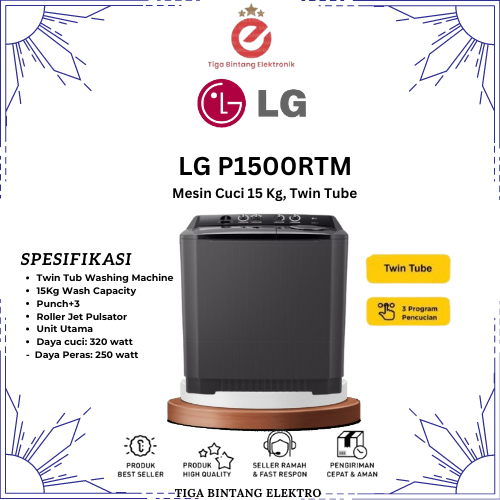 MESIN CUCI 2 TABUNG LG P1500RTM (15KG)