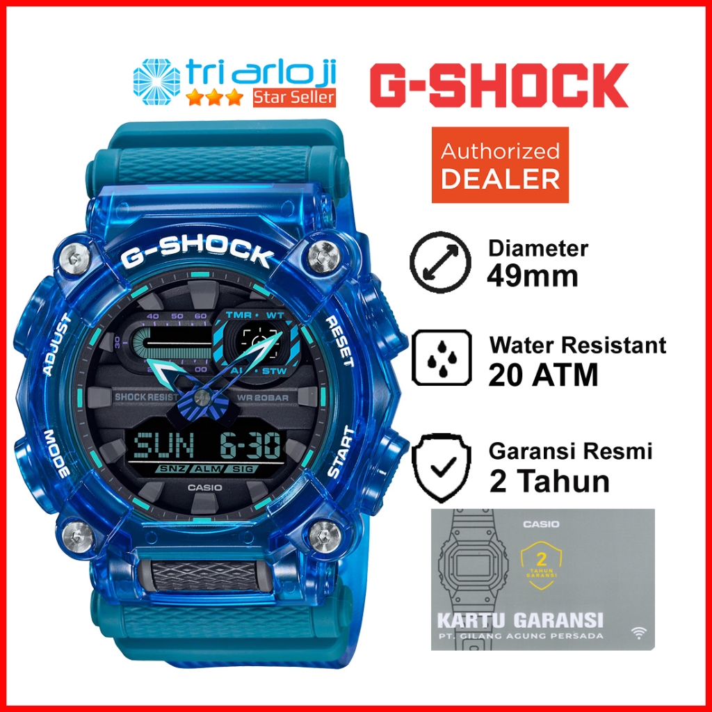 Casio G-SHOCK GA-900SKL-2ADR Jam Tangan Pria Transparant Biru GA-900SKL-2A GA-900SKL GA-900 GA900