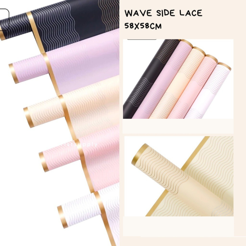 

KERTAS BUKET BUNGA - BOUQUET SW WAVE SIDE WRAPPING PAPER GOLD LINE FLOWER WRAP CELLOPHANE