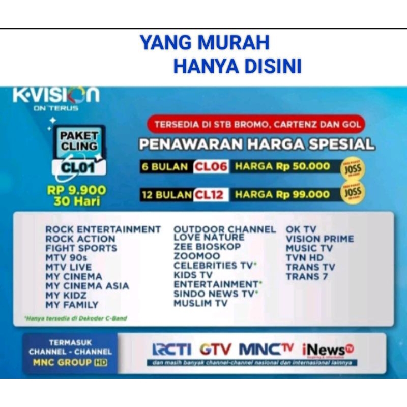 PAKET CLING VOUCHER TV K VISION