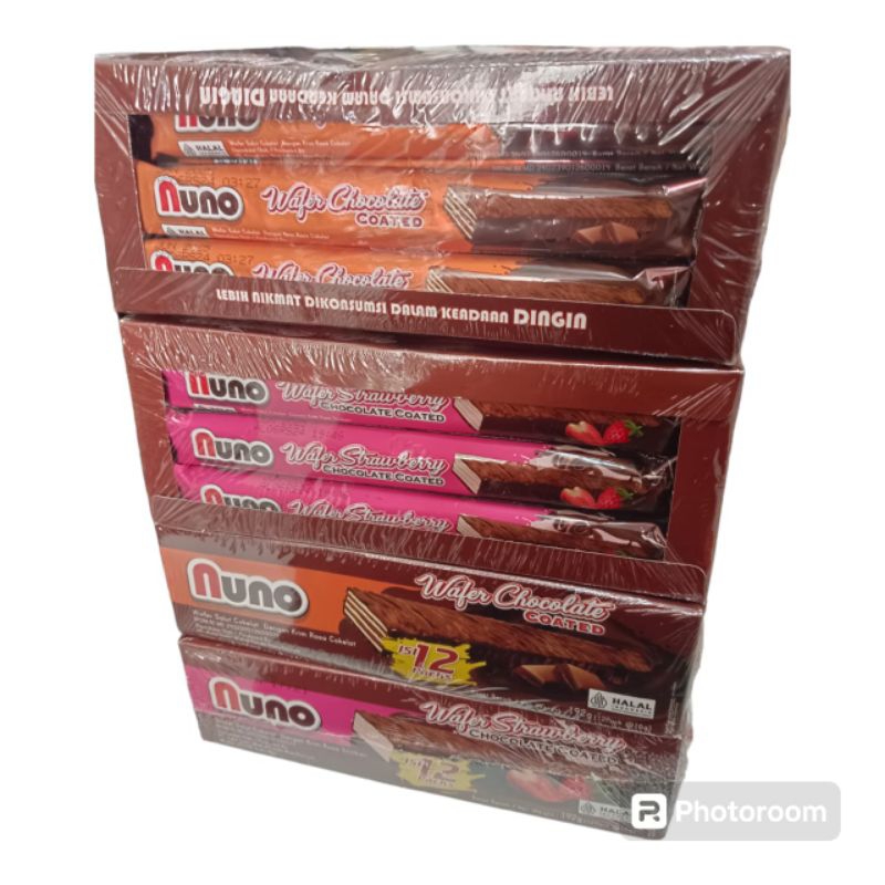 

Wafer nuno coatedVarian rasa Wafer strowberry chocolate Wafer chocolate isi 12pcs perbox 192gr 12pack@16g