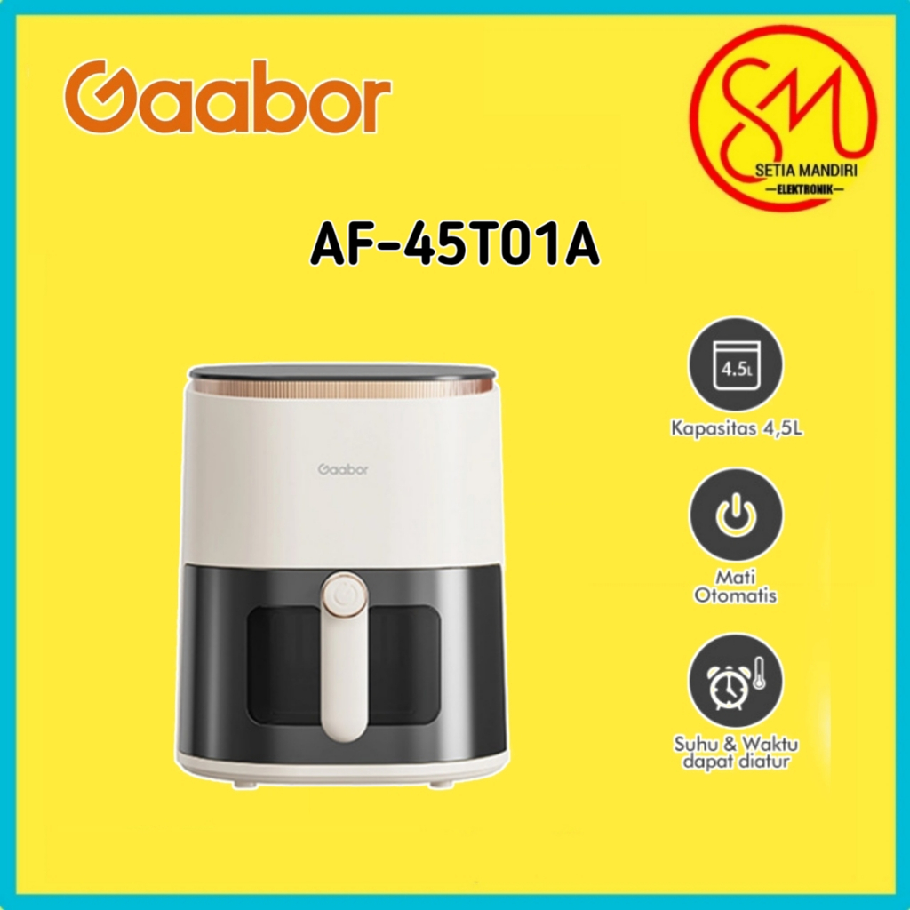Gaabor Air Fryer Low Watt 4.5L Digital Touch Screen Serbaguna Anti Lengket Kaca Transparan