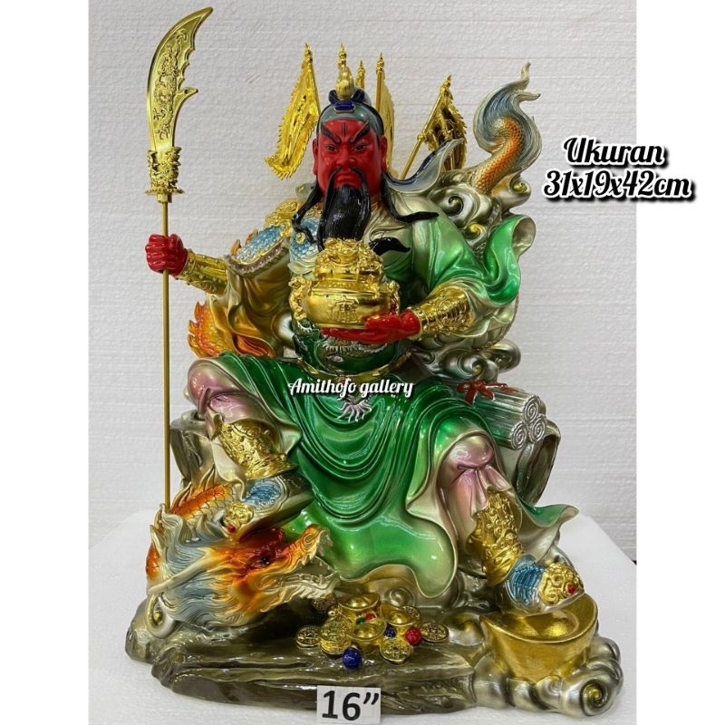 Patung / Kimsin Kwankong / guan yu / KWAN KONG 16inci Duduk NAGA QING