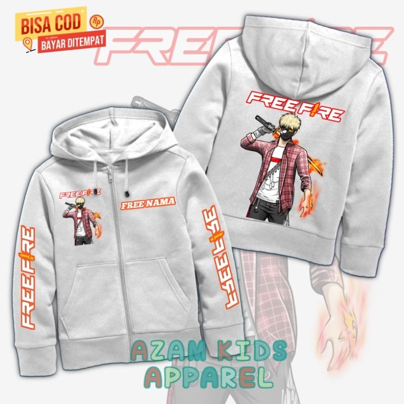 Hoodie Anak Jaket Anak Free Fireee Karakter FF Versi Pedang Samurai Free Nama / Jaket Resleting Anak