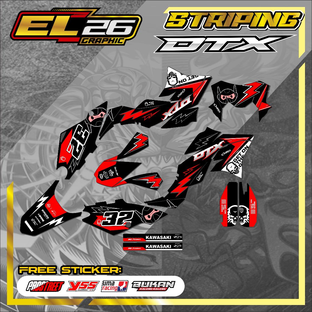 447 DECAL STICKER KAWASAKI DTX - DECAL KAWASAKI DTX MOTIF RACING