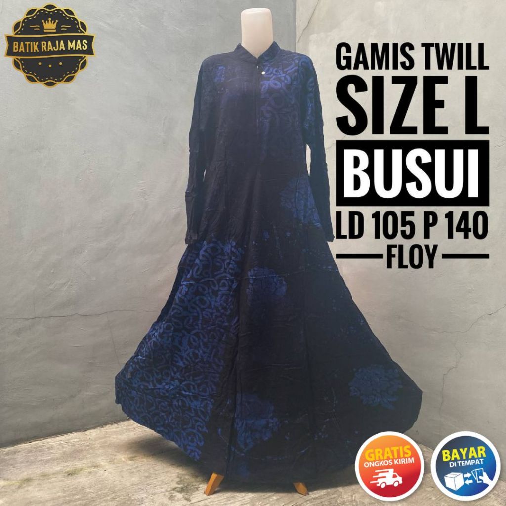 Dress Gamis Wanita Muslimah Dewasa Kekinian Ibu Ibu Busui Resleting Depan Twill Ori Pekalongan Motif