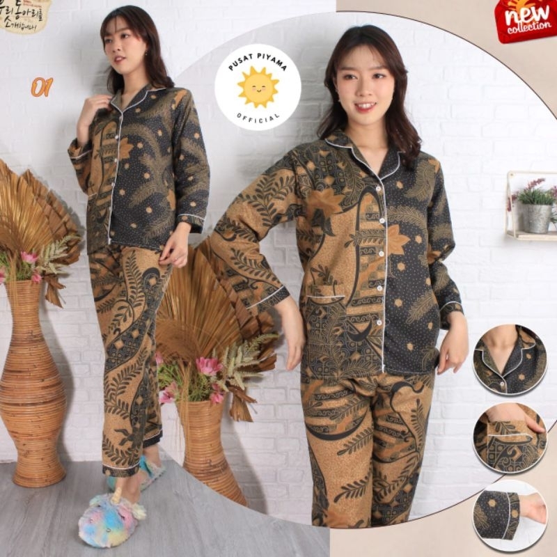 Piyama Baju Tidur Wanita Batik Lengan Panjang set pajamas cewek