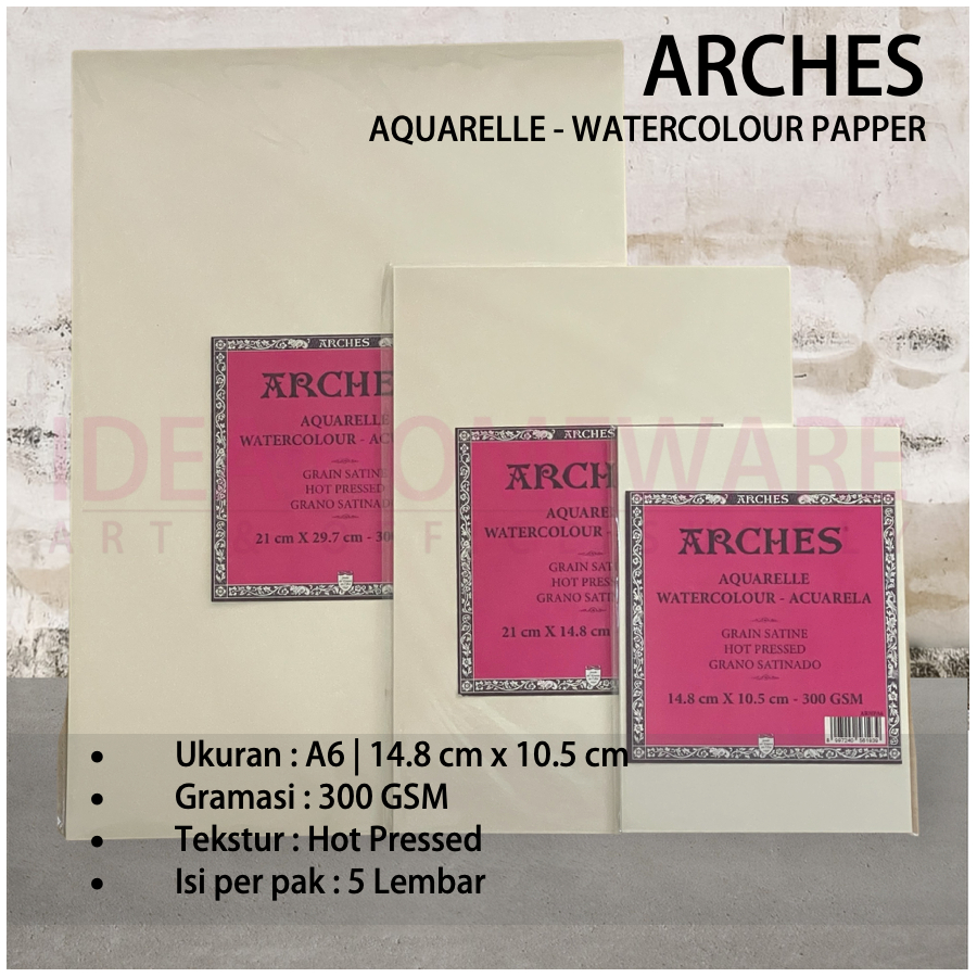 

Kertas Lukis Arches Aquarelle A6 14.8 x 10.5 300 gsm Watercolor ARHPA6 Isi 5 Lembar per Pak