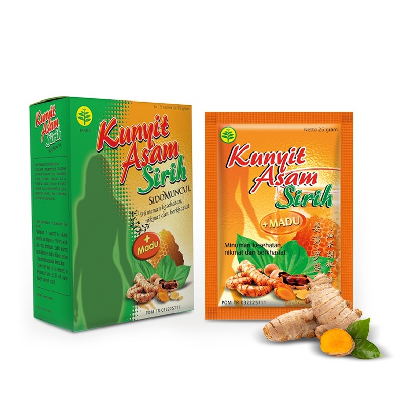 

SIDOMUNCUL KUNYIT ASAM SIRIH PLUS MADU 25 GRAM BOX 5 SACHET