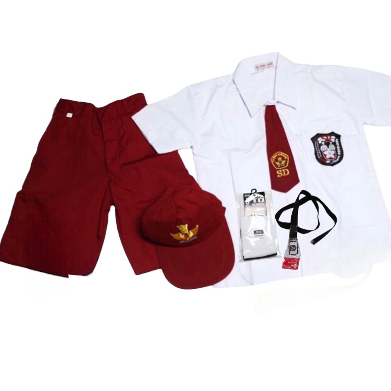 

KODE M33O Setelan Super Lengkap Seragam Sekolah SD LAKI BAJU PENDEK CELANA PENDEK Cowok