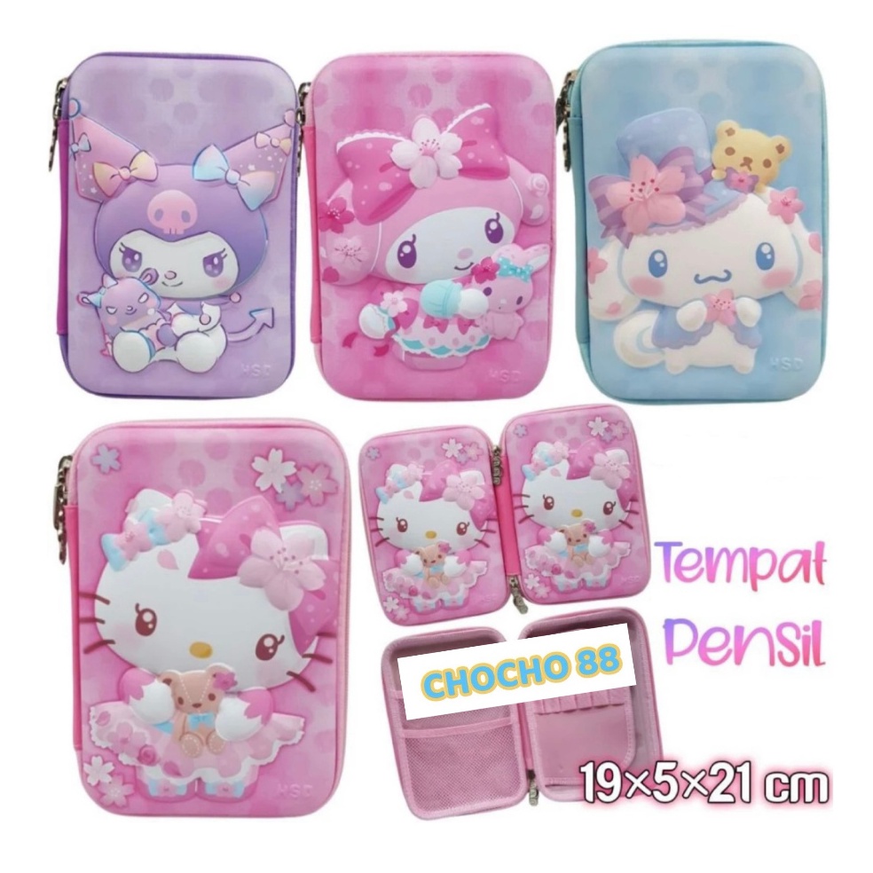 

KODE M2S Tempat Pensil Smiggle Kotak Pensil Pencil Case Cinnamoroll Kuromi Hello Kitty My Melody Sanrio EMBOSS