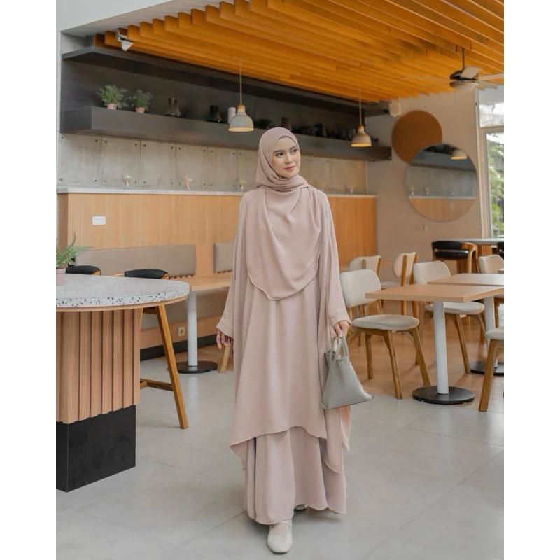Set Abaya Azzahra Tunik Syari - Tunik jumbo + Rok + Pashmina Abaya Tunik