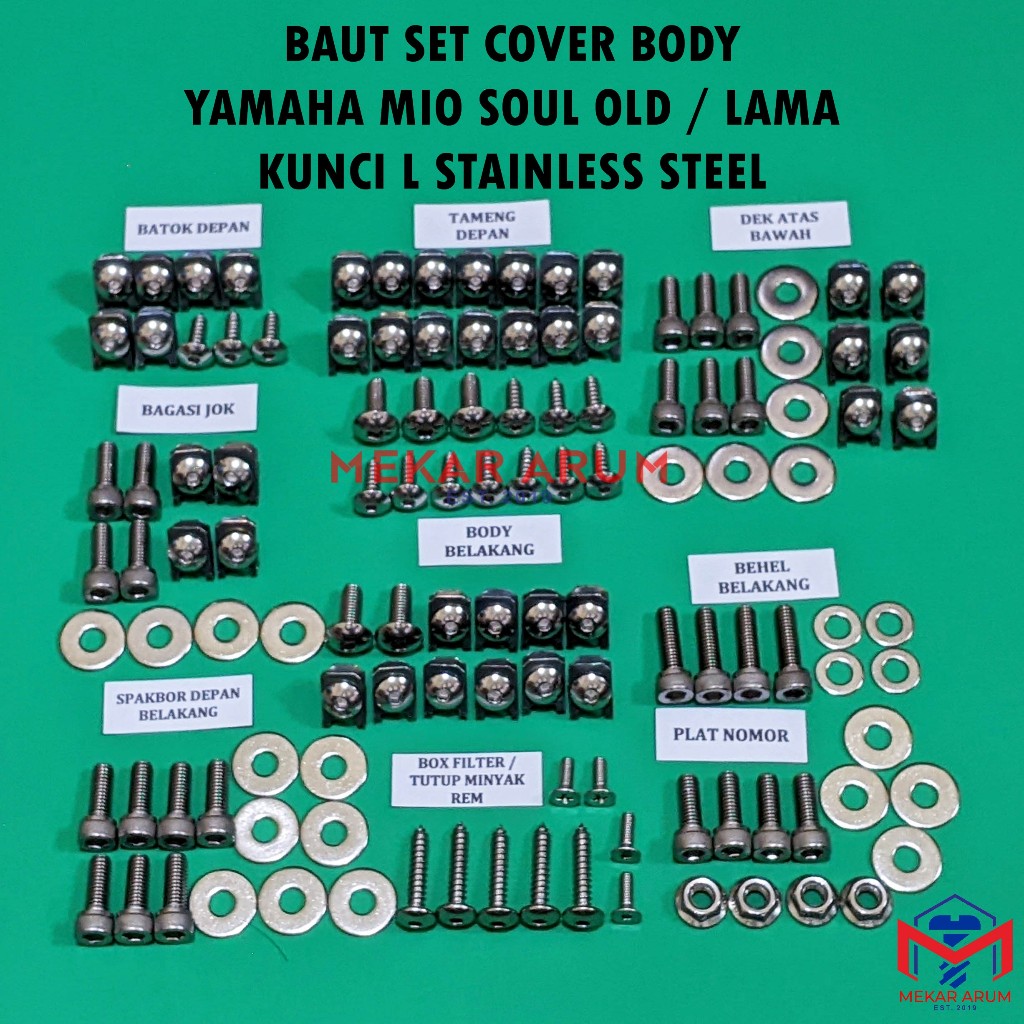 Baut Body Yamaha Mio Soul Lama Old Kunci L Stainless Steel Asli