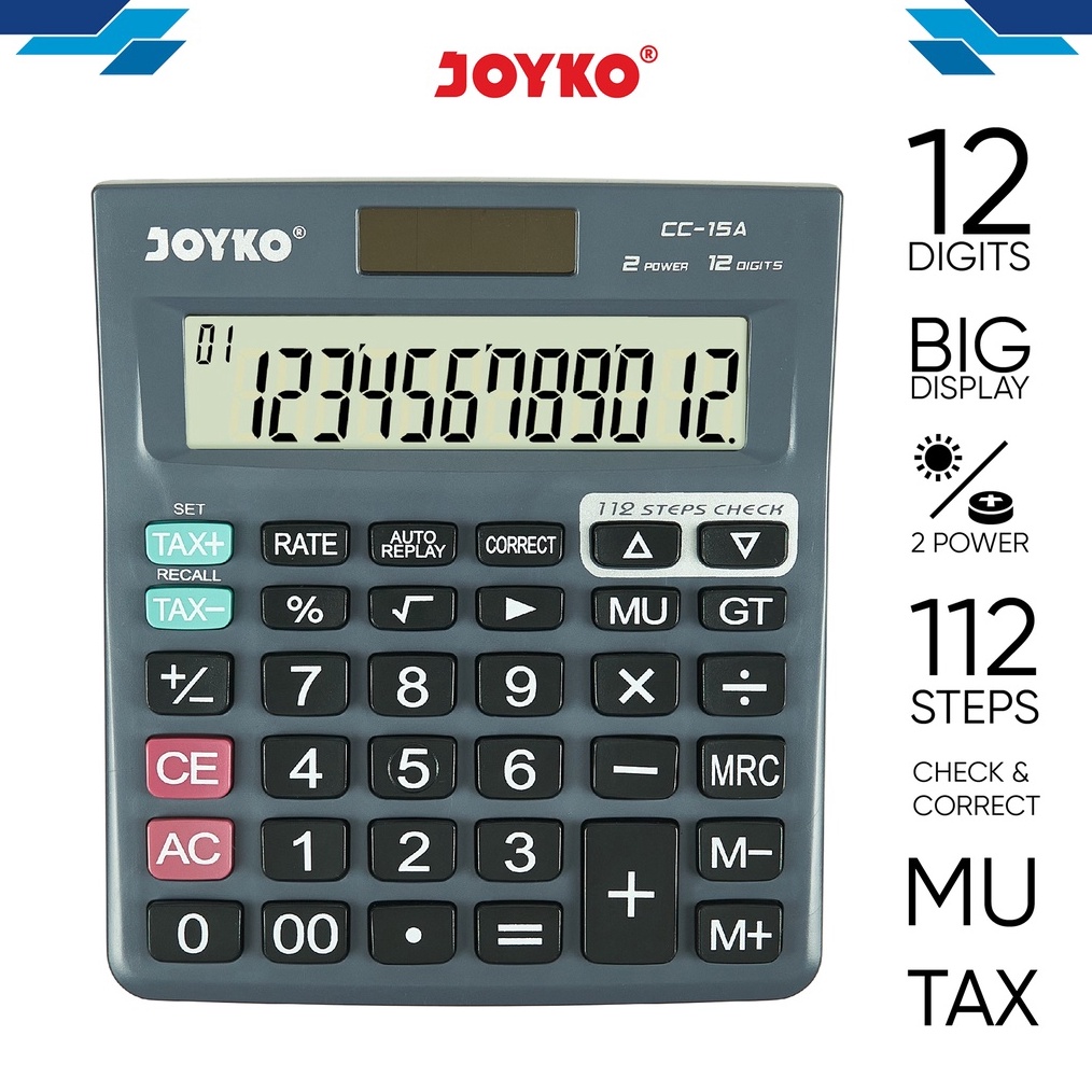 

KODE H15G Calculator Kalkulator Joyko CC15A 12 Digits Check Correct