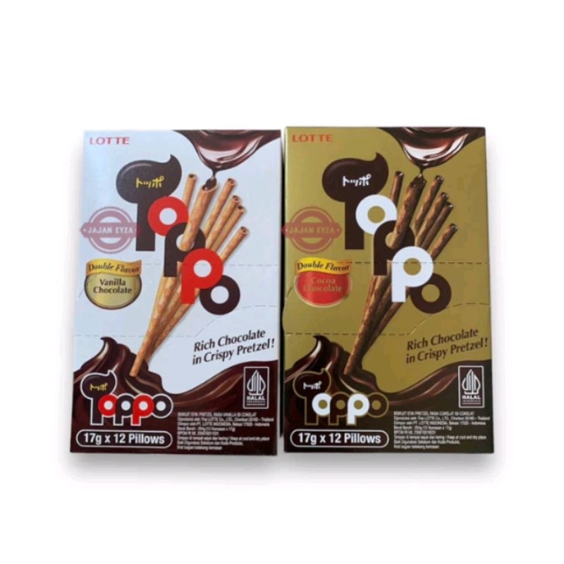 

lotte toppo rich chocolate isi 12 pcs x 17gr vanila cocoa chocolate