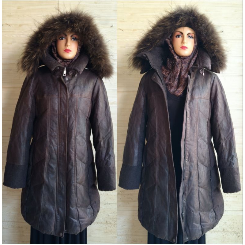 Winter coat kulit asli & bulu