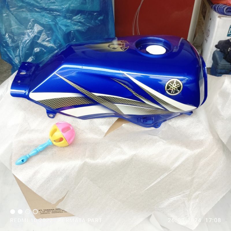 tangki scorpio steko kotak assy striping biru 2004 5BP ori original yamaha YGP